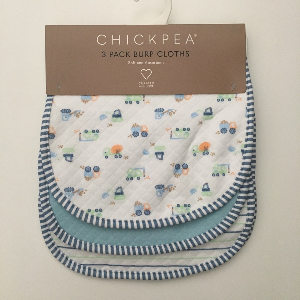 NEW Burp Cloths Baby Drool Bibs Truck and Construction Theme | Chick Pea